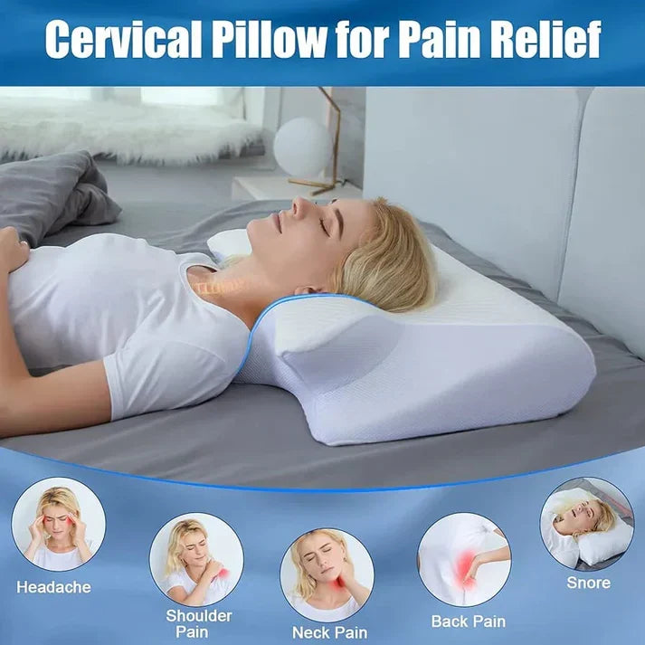 HOMCA Cervical Memory Foam Pillow – 2-in-1 Orthopedic Contour Pillow for Neck Pain | Side, Back & Stomach Sleepers